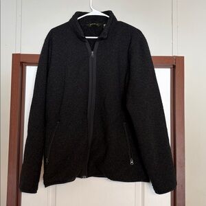 Eddie Bauer Men's Charcoal Zip-Up Wool Sweater Large